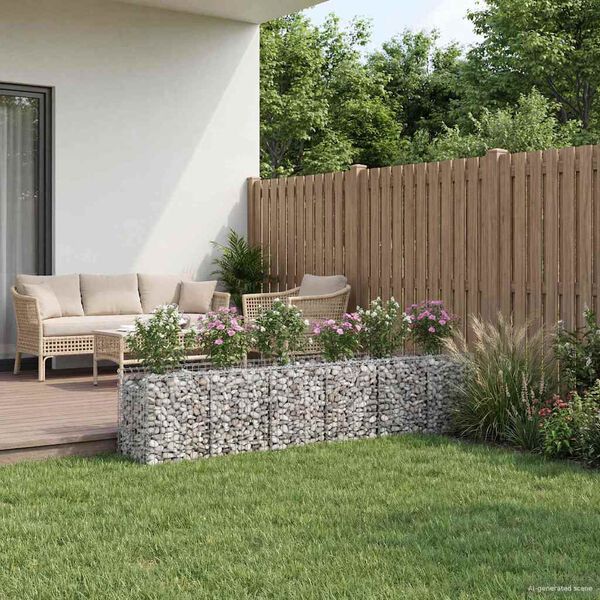 vidaXL Gabion h&aelig;kka&eth; r&uacute;m 2 pcs Silfur 300 x 50 x 60 cm