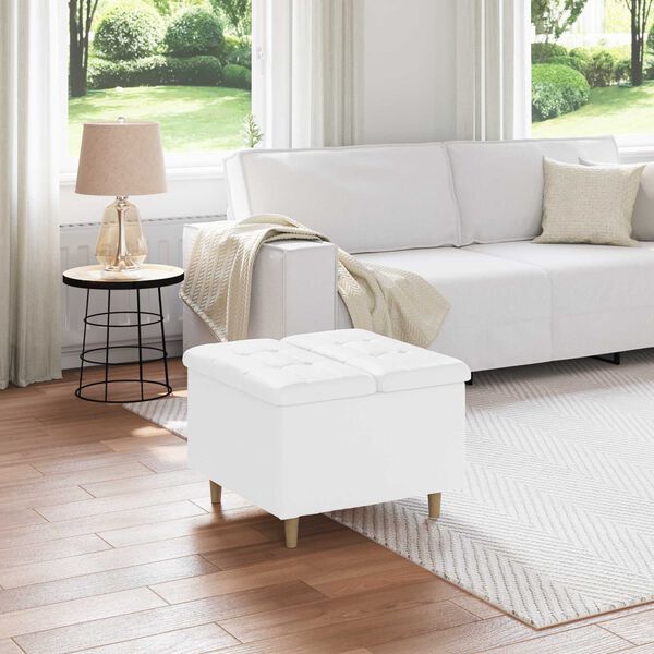 vidaXL Hnappabekk me&eth; p&uacute;&eth;i Hv&iacute;tt 60 x 60 x 45 cm Gervile&eth;ur