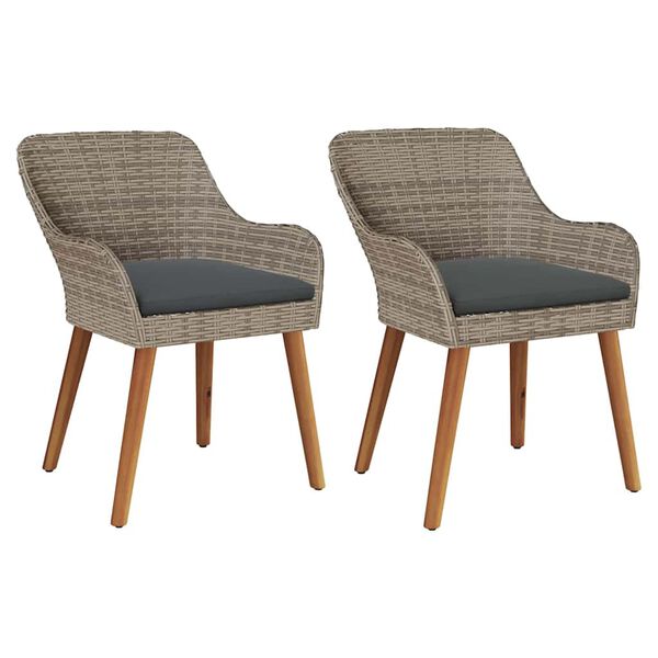 vidaXL Gar&eth;st&oacute;ll me&eth; p&uacute;&eth;i 2 pcs Svartur 62.5 x 55 x 82 cm p&oacute;l&yacute;rattan