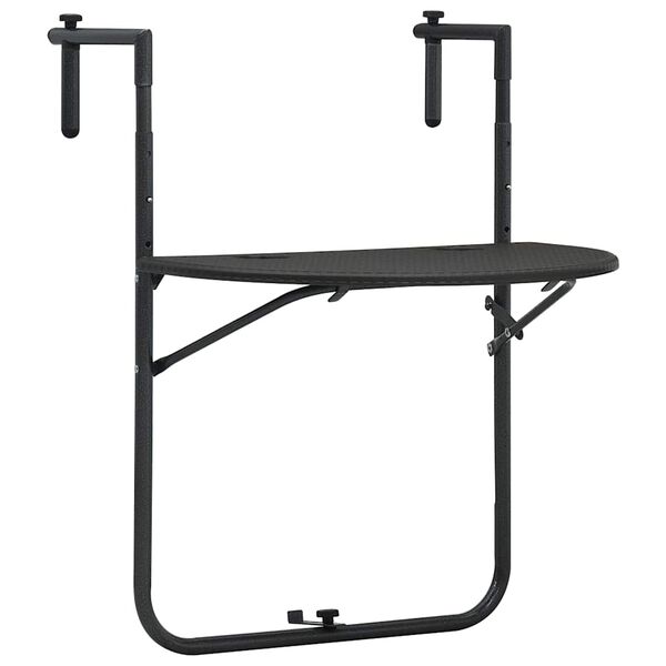 vidaXL Hengiborð á Svalir Brúnt 60x64x83,5 cm Plast Spanskreyrs-útlit