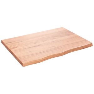 vidaXL Vegghilla Lj&oacute;sbr&uacute;n 80x60x(2-4) cm Me&eth;h&ouml;ndlu&eth; Gegnheil Eik