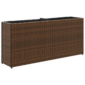 vidaXL Gar&eth;ker me&eth; 2 Pottum Br&uacute;nt 90x20x40 cm P&oacute;l&yacute;rattan