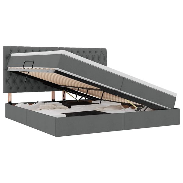 vidaXL R&uacute;m me&eth; geymslur&yacute;mi og LED D&ouml;kk gr&aacute; 200 x 200 cm P&oacute;l&yacute;ester