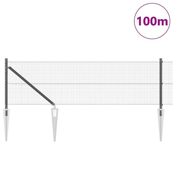 vidaXL Gir&eth;ingarp&oacute;stur Gr&aacute;r 100 x 0,8 m (19 x 19 mm net) St&aacute;l og PVC