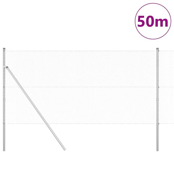 vidaXL Gir&eth;ingarp&oacute;stur Silfur 50 x 1 m (13 mm net) St&aacute;l