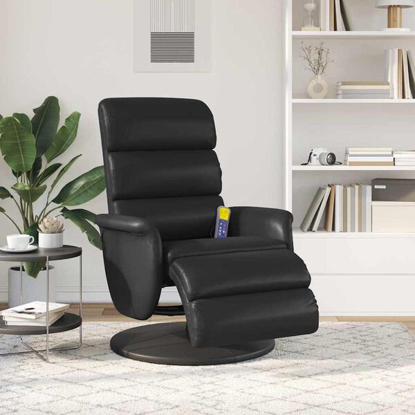 vidaXL Nudd Recliner St&oacute;ll Svartur 71 x 98 x 106 cm Gervile&eth;ur