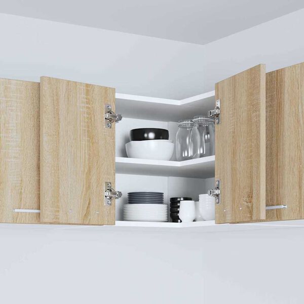 vidaXL Vegghengdur sk&aacute;pur Sonoma eik og hv&iacute;t 57 x 57 x 40 cm