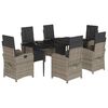 vidaXL 7 Parta Gar&eth;h&uacute;sgagnasett me&eth; Sessum Gr&aacute;tt P&oacute;l&yacute;rattan