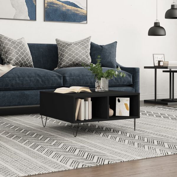 vidaXL Sófaborð Svart 60x60x30 cm Samsettur Viður