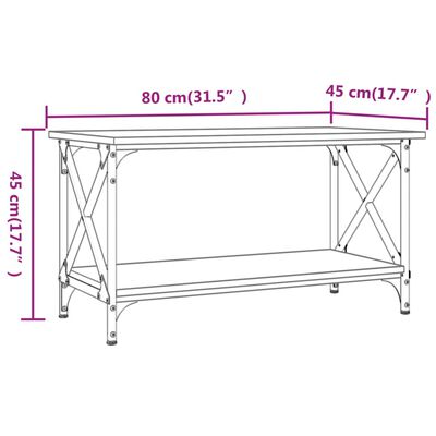 vidaXL Sófaborð Svart 80x45x45 cm Samsettur Viður og Járn