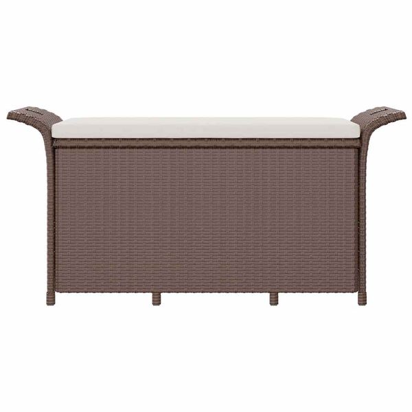 vidaXL Garðbekkur með Púða Brúnn 116x46x57 cm Pólýrattan