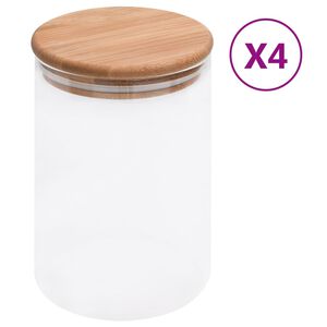 vidaXL Geymslukrukkur úr Gleri með Bambusloki 4 stk. 800 ml