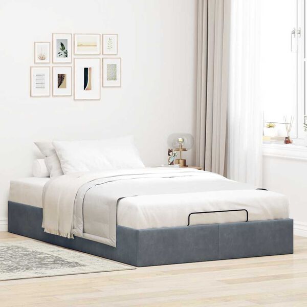 vidaXL Ottoman r&uacute;mgrind Engin d&yacute;na Dark Grey Double Velvet