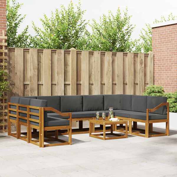 vidaXL &Uacute;ti s&oacute;fasett me&eth; p&uacute;&eth;i 10 pcs N&aacute;tt&uacute;rulegt og Antrac&iacute;t