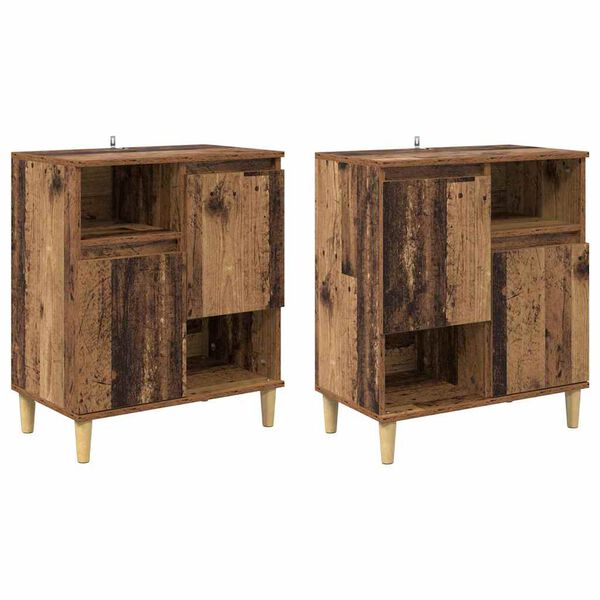 vidaXL Hli&eth;arbor&eth; 2 pcs Gamall vi&eth;ur 60 x 35 x 70 cm Samsettur vi&eth;ur