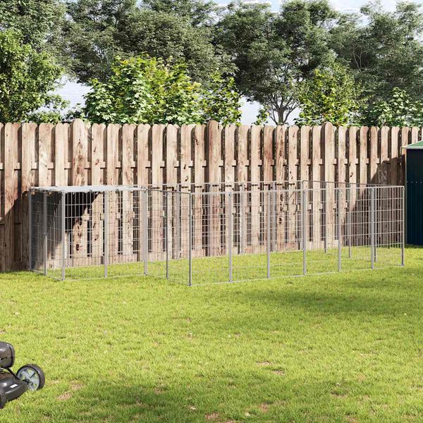 vidaXL Hundabyrgi Silver 8,47 m² Stál