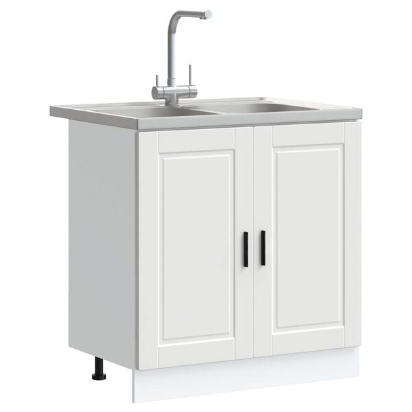 vidaXL Vaskskap me&eth; geymslu me&eth; hur&eth; Porto 2 pcs Hv&iacute;tt Samsettur vi&eth;ur