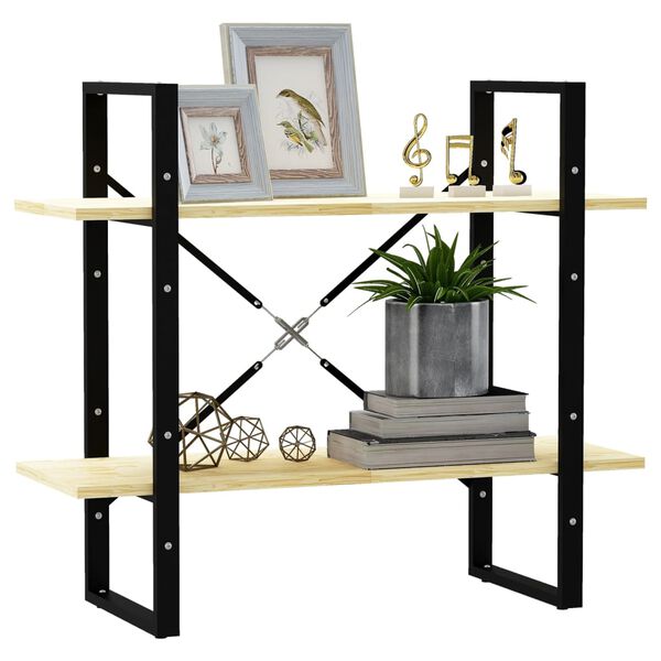 vidaXL Bókaskápur með 2 Hillum 80x30x70 cm Gegnheil Fura