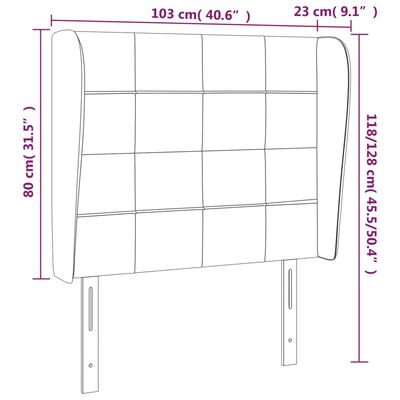 vidaXL Höfðagafl með Eyrum 103x23x118/128 cm Svört Flauel