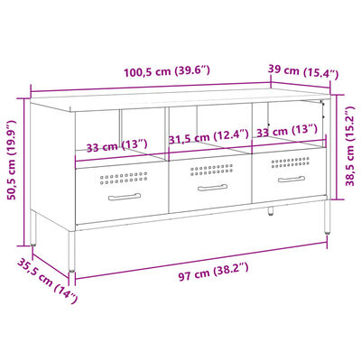 vidaXL Sjónvarpsskápur Reykgrátt 100,5x39x50,5 cm Kaldvalsað Stál