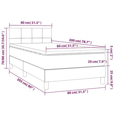 vidaXL Hólfað Springrúm með Dýnu Blátt 80x200 cm Flauel