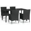 vidaXL 5 Hluta Gar&eth;bor&eth;stofusett me&eth; Sessum Svart P&oacute;l&yacute;rattan