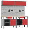 vidaXL Vinnubekkur sett me&eth; sk&uacute;ffu 8 pcs Rau&eth;ur og Gr&aacute;r Dufth&uacute;&eth;a&eth; st&aacute;l