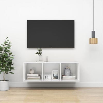 805480 vidaXL Wall-mounted TV Cabinet White 37x37x107 cm Chipboard
