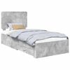 vidaXL Ramsv&iacute;k me&eth; h&ouml;fu&eth;gafl Steingri&eth; 70 x 190 cm Samsettur vi&eth;ur