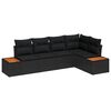 vidaXL Gar&eth;s&oacute;fa sett me&eth; p&uacute;&eth;i 5 pcs Svartur Poly rattan