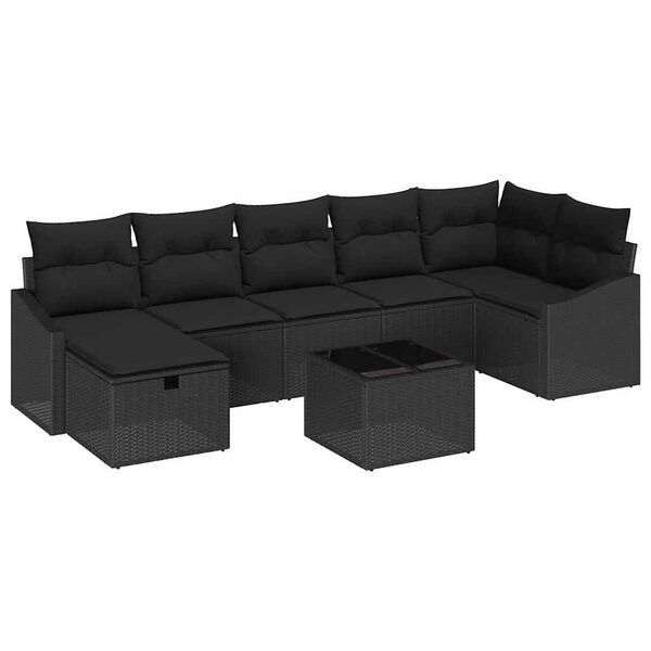 vidaXL S&oacute;fasett me&eth; p&uacute;&eth;i 8 pcs p&oacute;l&yacute;rattan