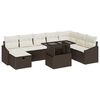 vidaXL Gar&eth;s&oacute;fa sett me&eth; p&uacute;&eth;i me&eth; geymslu 9 pcs Br&uacute;nn Poly rattan