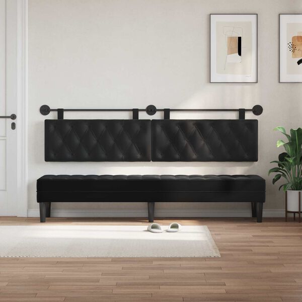 vidaXL Hengisk&aacute;li Vegghengt Svart 210 x 55 x 7 cm Flauel
