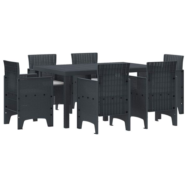 vidaXL Garður borðsett 7 pcs Antrasít Polt rattan