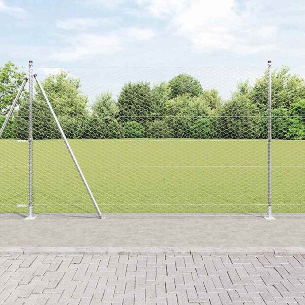vidaXL Gir&eth;ingarp&oacute;stur Silfur 25 x 1,5 m (36 mm net) St&aacute;l