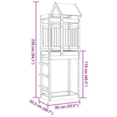 vidaXL Leikturn 85x52,5x239 cm Gegnheil Douglasgreni