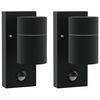 vidaXL Utandyra veggl&yacute;sing 2 pcs Svartur 6,5 x 10,5 x 16 cm