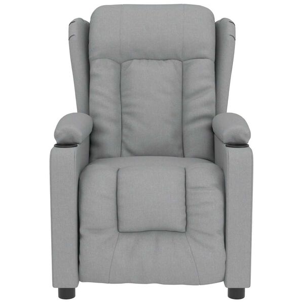 vidaXL Nuddstóll Ljósgrátt Tauáklæði