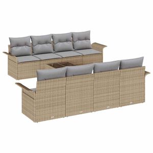 vidaXL Gar&eth;s&oacute;fa sett 9 pcs Drapplita&eth;ur Poly rattan