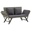 vidaXL Gar&eth;bekkur me&eth; p&uacute;&eth;um 176 cm gr&aacute;r p&oacute;l&yacute;rattan