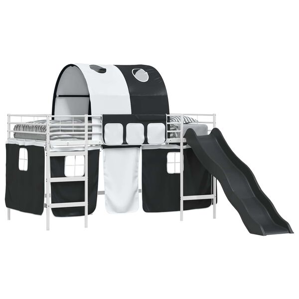 vidaXL Leiksk&aacute;la r&uacute;m fl&ouml;gu Hv&iacute;tt og svart 80 x 200 cm M&aacute;lmur