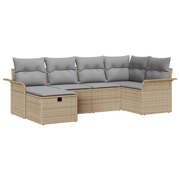 vidaXL Gar&eth;s&oacute;fa sett me&eth; p&uacute;&eth;i me&eth; geymslu 6 pcs Poly rattan