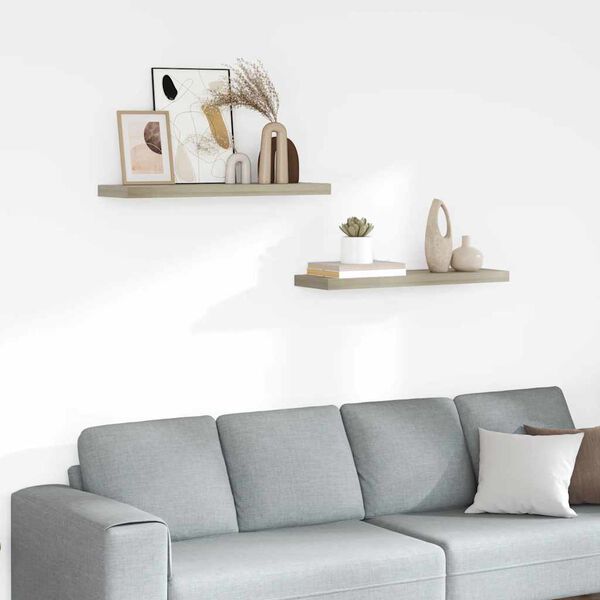 vidaXL Vegghengdar Hillur 2 stk. Eik 80x23,5x3,8 cm MDF