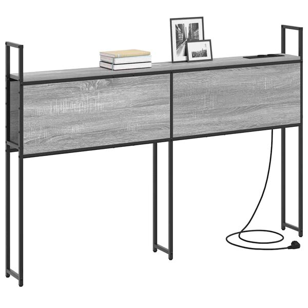 vidaXL Geymsluhefu me&eth; hle&eth;slust&ouml;&eth; Gr&aacute; sonoma &aacute;fer&eth; 138 x 15 x 98 cm