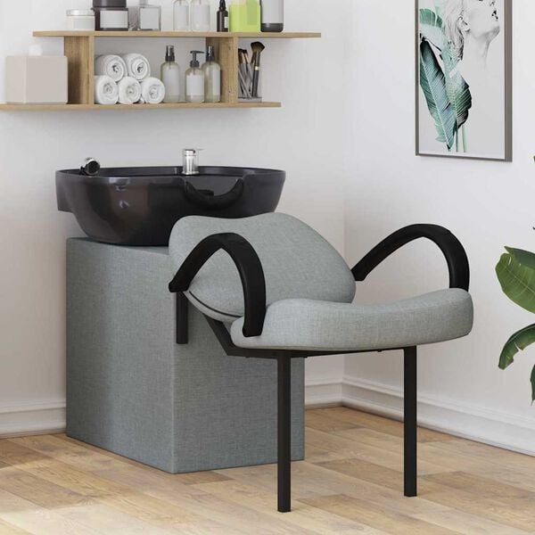 vidaXL Shampoostóll Ljósgrár og svartur 63 x 141 x 92 cm dúkur