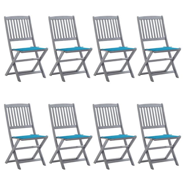 vidaXL fellanlegir &uacute;tist&oacute;lar 8 stk me&eth; p&uacute;&eth;um Gegnheill Akas&iacute;uvi&eth;ur