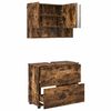 vidaXL Ba&eth;herbergismublasett 2 pcs Rau&eth;-eik Sni&eth;in vi&eth;ur og m&aacute;lmur