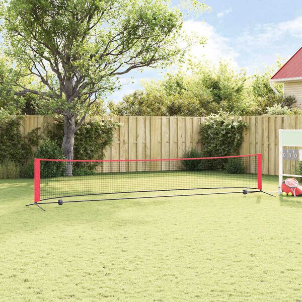 vidaXL Tennisnet Svartur og rau&eth;ur 494,5 x 90 x 87 cm P&oacute;l&yacute;ester
