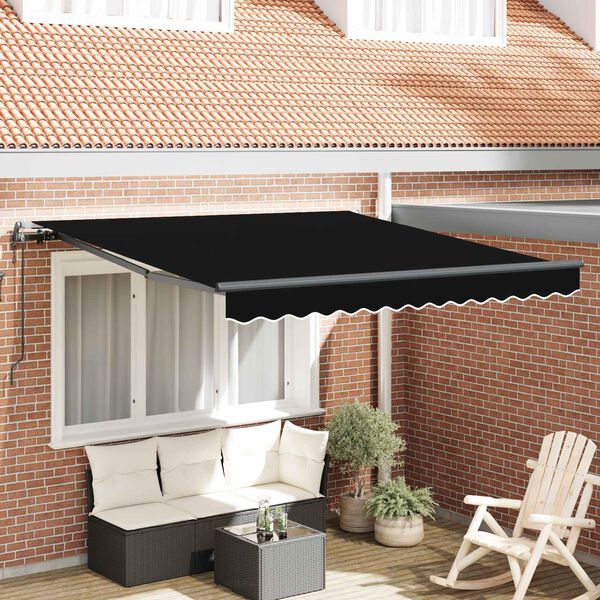 vidaXL H&aelig;gt a&eth; draga saman skyggni Svartur 350 x 250 cm