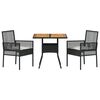 vidaXL Garður borðsett 3 pcs Svartur pólýrattan